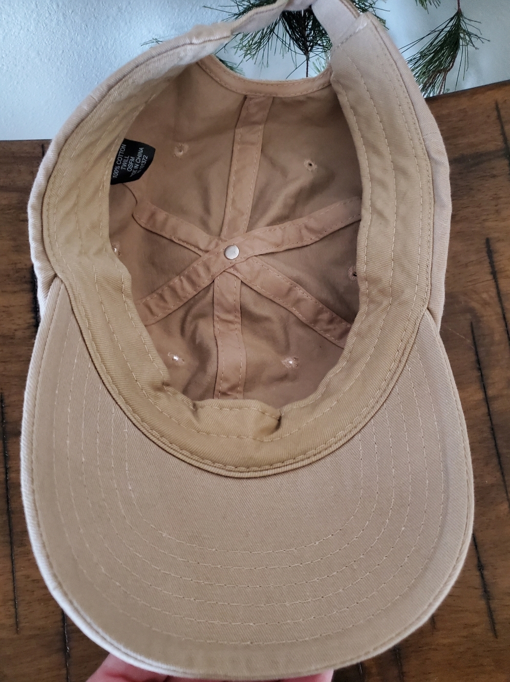 Minimalist Cactus Embroidered Dad Hat | Khaki Tan Cotton Baseball Cap - Picture 3 of 6